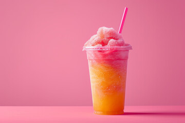 Studio shot of a colorful crushed ice slushy drink