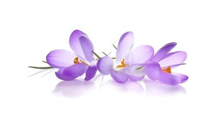 Generative AI : Purple Crocus Flowers in Spring. High quality photo