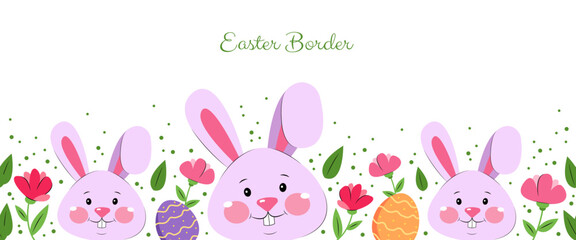easter bunny with eggs seamless border for Easter holidays