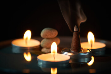Obraz na płótnie Canvas Aromatic incense and smoke for relaxation