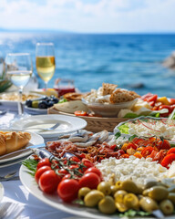Fototapeta na wymiar greek salad with feta cheese and olives
