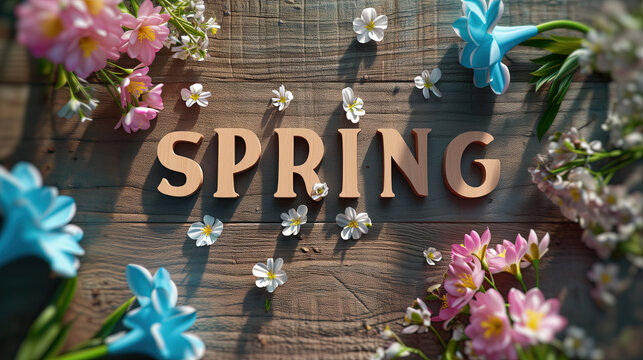 spring sign and flowers
