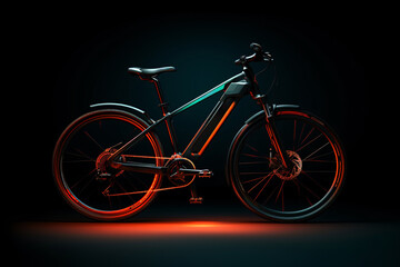 a black bicycle with red lights