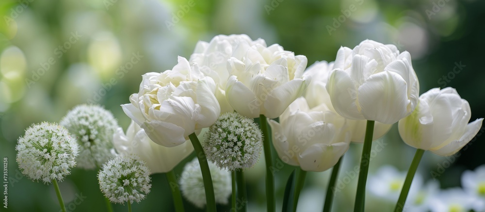 Canvas Prints Beautiful vase filled with elegant white flowers in full bloom for interior decoration and floral arrangements