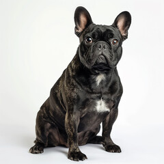 french bulldog dog sitting on white background and looking at the camera, studio shooting