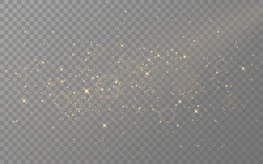 Gold glitter. Christmas shining dust. Magic golden sparks and light. Bright stars with particles. Shiny firework with bokeh effect. Stardust decoration. Vector illustration © Vegorus