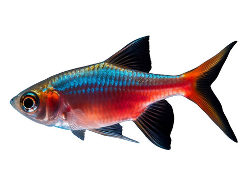 Neon Tetra fish on white background - Generative AI