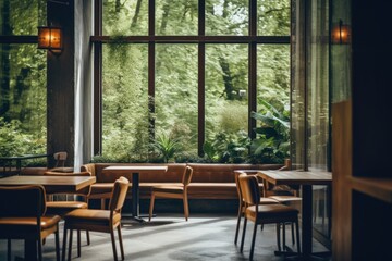 Interior of a empty cafe in the city