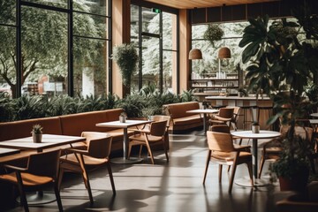 Fototapeta premium Interior of a empty cafe in the city