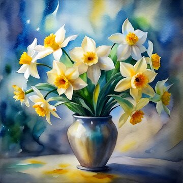 bouquet of daffodils in vase