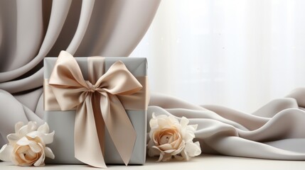 A graceful abstract composition, exuding sophistication, accentuating a pristine gift box