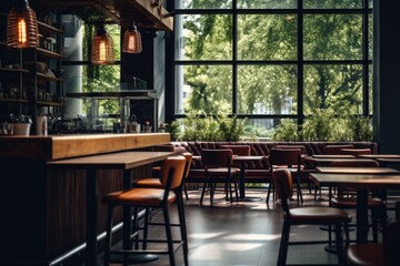 Obraz premium Interior of a empty cafe in the city