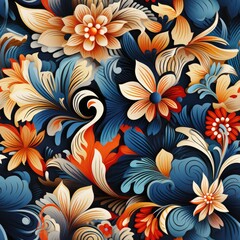 Dynamic Indonesian Batik Seamless Pattern