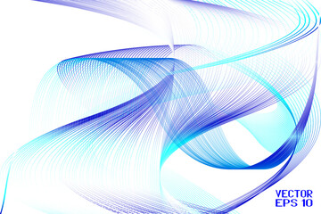 Abstract Blue and White Pattern with Waves. Striped Linear Texture. Vector. 3D Illustration