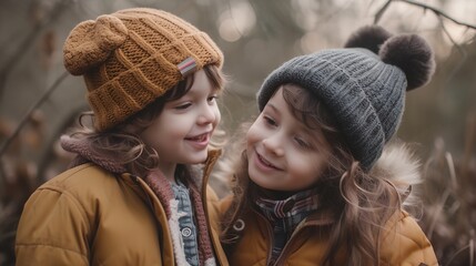 Fototapeta premium two young girls are smiling