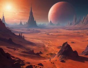 Tuinposter Baksteen Sci-fi planet
