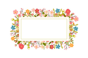 Festive banner frame illustration with spring flowers
