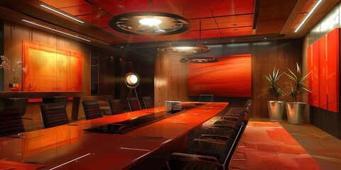 Interior of a modern business conference room for professional meetings and negotiations
