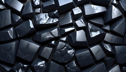 geometric pattern polished obsidian stonewall