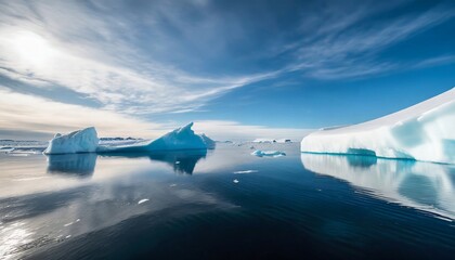 Fototapeta na wymiar Ice in blue ocean water. Melting glaciers. Global warming