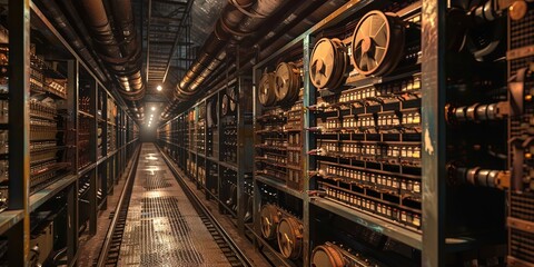 Bitcoin mining concept for cryptocurrency server farms