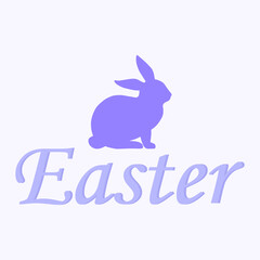 Easter. Happy Easter. Vector illustration. Flat Simple. Silhouette. Rabbit silhouette. Easter eggs silhouette. Easter eggs. Silhouette of a flower.