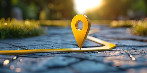 GPS arrow/pin on map for navigation and mapping concept