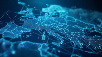 Obraz na płótnie Canvas Conexão de rede global em todo o mundo. imagem tonificada de renderização 3D