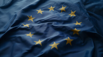 acenando a macro da bandeira da União Europeia de perto. Foto de alta qualidade - obrazy, fototapety, plakaty