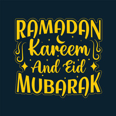 Ramadan kareem and Eid mubarak islamic typography tshirt design