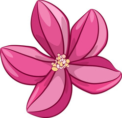 Sakura, pink flowers, hand-drawn illustration on transparent, png. Plumeria. Tropical plants and flowers.