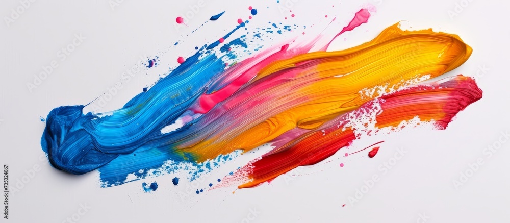 Aufkleber vibrant and dynamic colorful paint splats creating an artistic design on clean white background