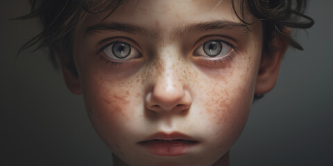 Child with Desperate Eyes Staring into the Camera