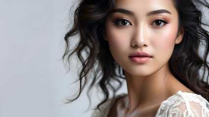 Naklejka premium Graceful Charm. Captivating Portraits of Beautiful Asian Women from Japan and China.