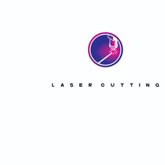 
Illustration consisting of an image of a laser cutting machine in the form of a symbol or logo