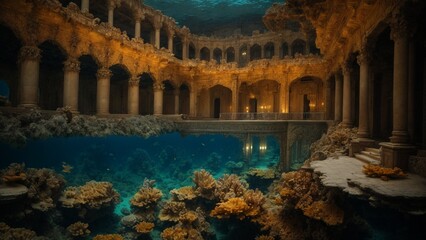 conceptual art of an underwater building
