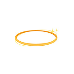 Golden halo with stars. Angelic round circle with yellow glow light and holy ring with religious decoration vector world