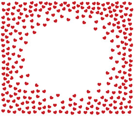 Red cute heart pattern frame on white background vector illustration