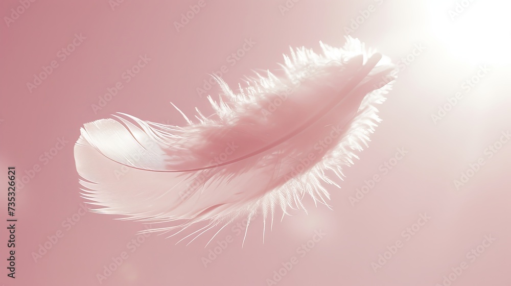 Aufkleber white levitating plume floating on pastel color background with copy space for text placement