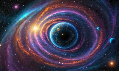 Stellar Illusions: Iridescent Sci-Fi Spacescape of Cosmic Enchantment