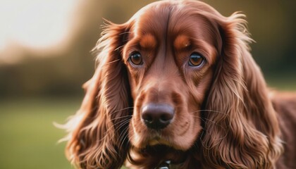 English Cocker spaniel, dog at dawn, purebred dog in nature, happy dog, beautiful dog