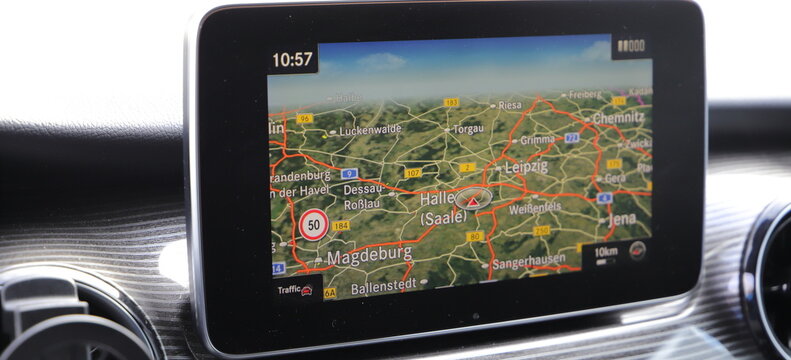 a modern navigation system in a car