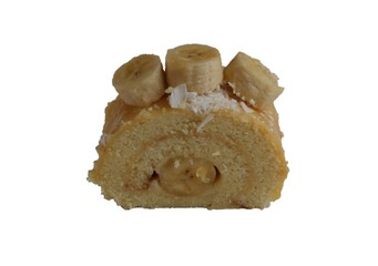 banana roll cake, isolated on white background