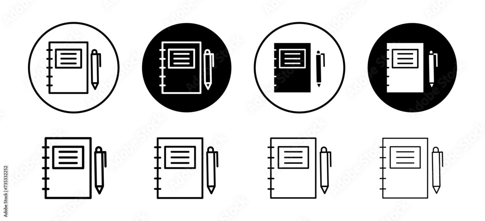 Poster notebook vector icon set collection. notebook outline flat icon.
