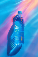 a bottle of water with a blue gel on a blue backgroun