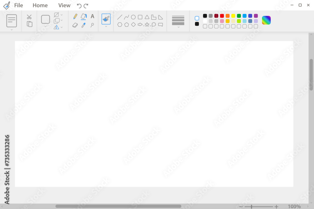 Poster Graphic drawing application panel. Digital program for paint toolbar for creating and composing pictures in vector based design
