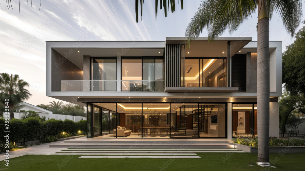 Poster this private house exudes a contemporary and minimalist charm with its layered facades boasting clea