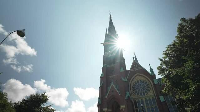  VIew of Oscar Fredriks church, built in 2 of April 1893 by Bishop Edvard Herman Rohde, Church, view of Oscar Fredrik church and beautiful city in the background, 