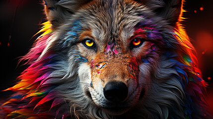 3d rendered photo of wolf made with generative AI