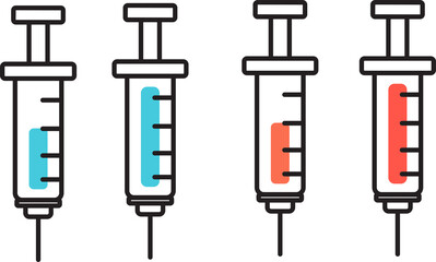 Syringe. Medical Syringe icon on transparent, png  flat design for web icons, logo, sign, symbol, app, UI. Vaccination